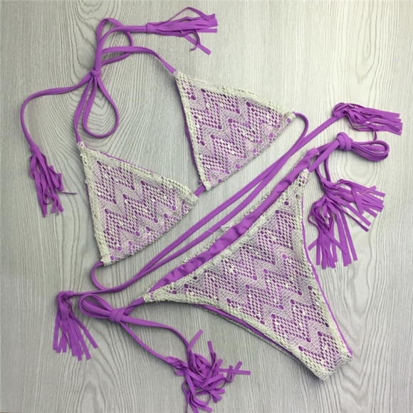 Gray Lace Triangular Bikini Swimwear - Picture 8 of 8